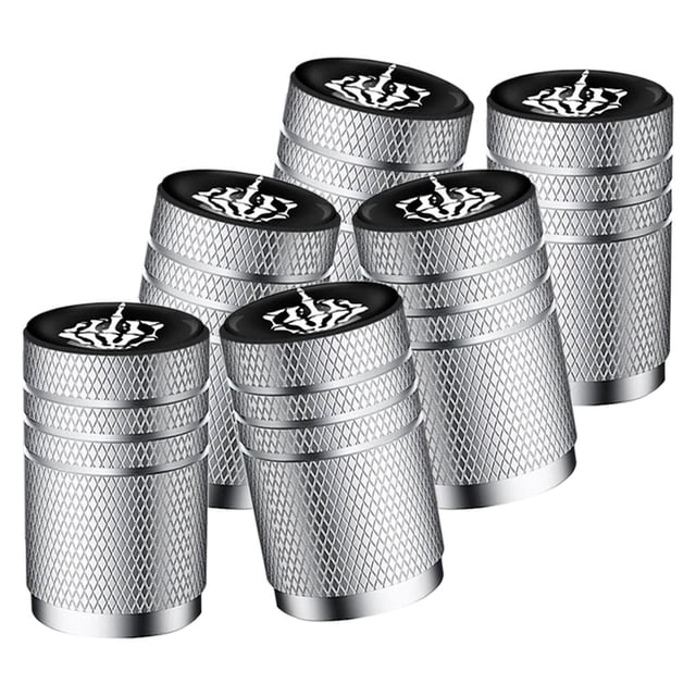 Tapas para Llantas de Carro FingSkull 3Pares 6 Pzas 1.6x1cm Aluminio Plata/Blanco Universal.