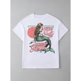 thumbnail image 5 of Version Of The Beach Vacation Short Sleeve White T-Shirt, A Little Salty, A Little Sweet Beach Shirt Design Mermaid Shirt Printing, Spring And Summer Mermaid Anime Hand-Painted Style, 5 of 6