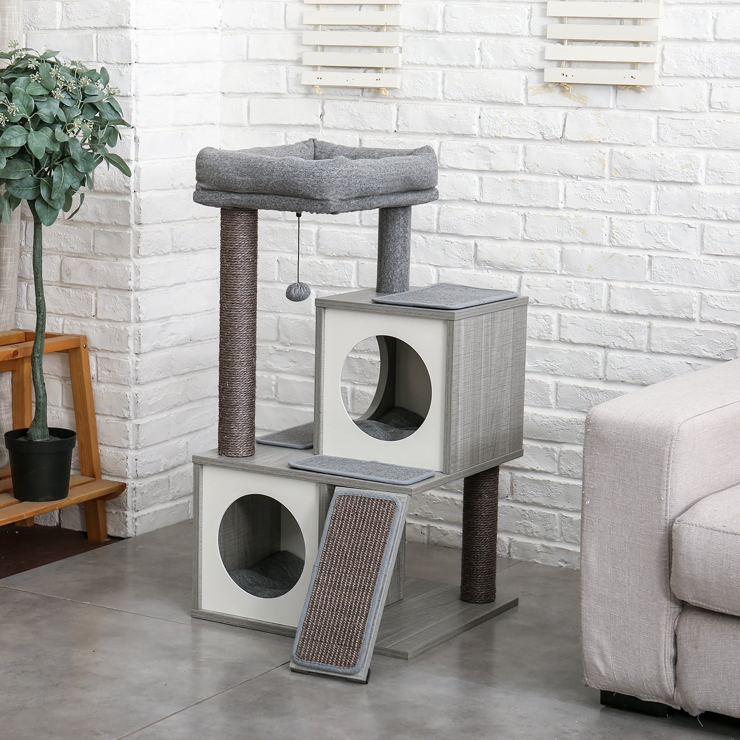 Pefilos 34" Cat Condo for Multiple Cat Tree Houses with Spacious Perch, Cat Tower for Big Cats, Gray Pefilos 34" Cat Condo for Multiple Cat Tree Houses with Spacious Perch, Cat Tower for Big Cats, Gray