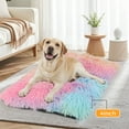 thumbnail image 6 of Katieovy Large Dog Bed, 34 x 22 inch Fluffy Plush Dog Cage Bed, Washable Dog Mat with Non-Slip Bottom for Large and Medium Dogs,Rainbow, 6 of 8