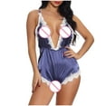 thumbnail image 4 of Lindreshi Lingerie Sets for Women 2pc Set Sexy Lingerie, Deep V Mesh See-through Sexy Pajamas, Elastic Sling One-Piece, 4 of 9