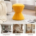 thumbnail image 6 of Multifunction Velvet Ottoman, Upholstered Vanity Stool Chair, Sturdy Round Footstool for Makeup, Living Room, Bedroom, Entryway (Mustard), 6 of 14