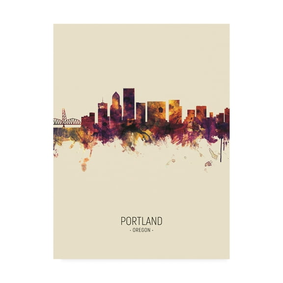 Trademark Fine Art 'Portland Oregon Skyline Portrait III' Canvas Art by Michael Tompsett