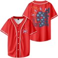 thumbnail image 1 of Jay Wheeler Trappei Album Merch Maillot de Baseball Col en V Femmes Hommes Manches Courtes Mode Urbaine Vêtements,TP,Rouge, 1 of 3
