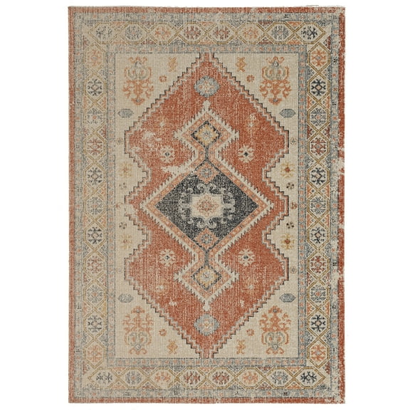 Linon Home Decor Great Zero Area Rug Collection, Ivory and Rust, 8' x 10'