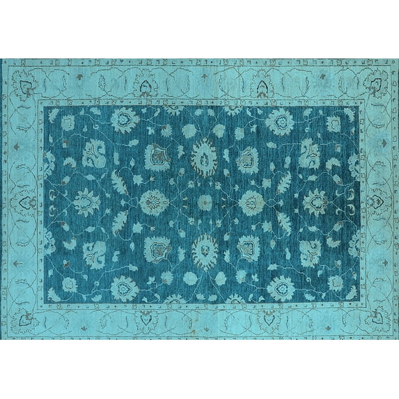 Ahgly Company Indoor Rectangle Oriental Light Blue Industrial Area Rugs, 6' x 9'