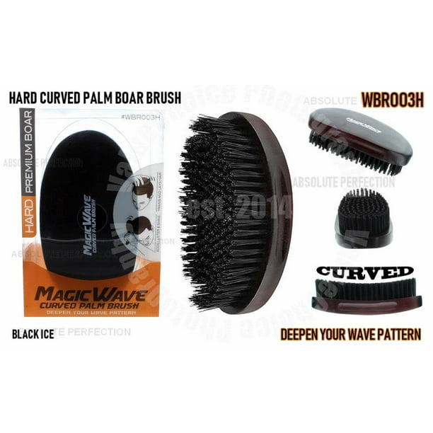 Black Ice Magic Wave 5.25'' Curved Wave Palm Barber Brush Premium Boar
