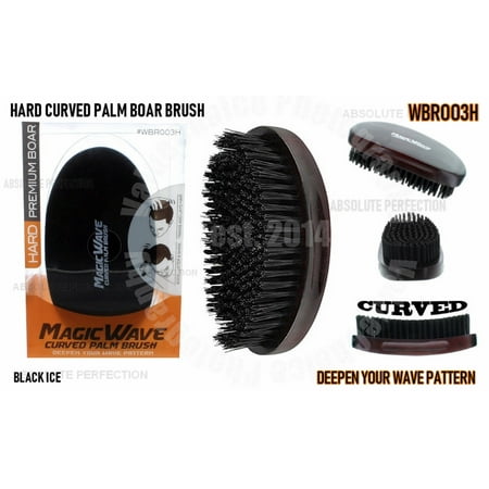 Black Ice Magic Wave 5.25'' Curved Wave Palm Barber Brush Premium Boar HARD