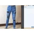 thumbnail image 5 of Men Stretchy Ripped Skinny Biker Jeans Destroyed Hole Taped Slim Fit Denim Pants, 5 of 5