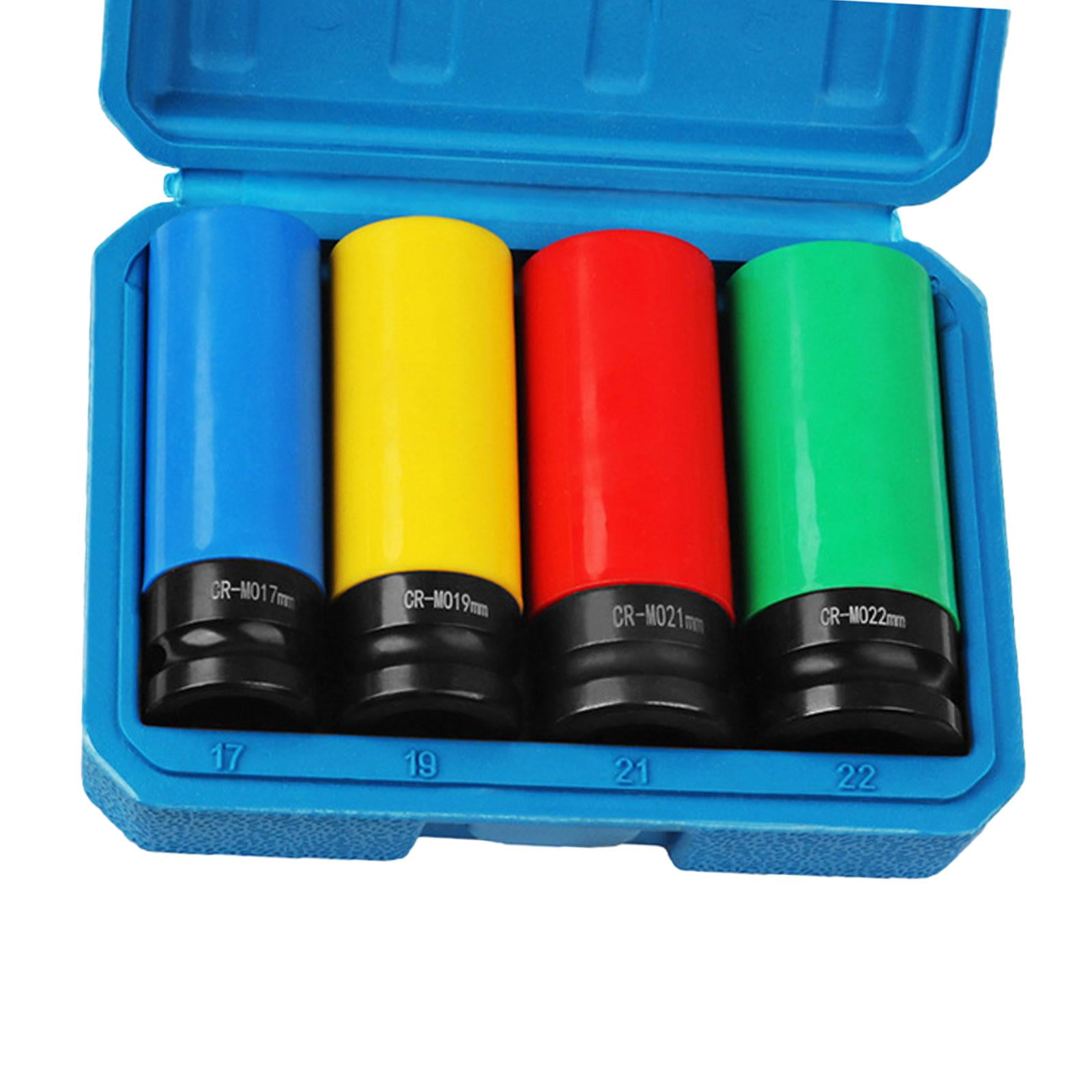 Colaxi Wheel Socket Set ,Socket, Wrench Set with Storage Case, Drive Angle 1/2" Protective Wheel Impact Socket Set for Husband, Men 4 piece
