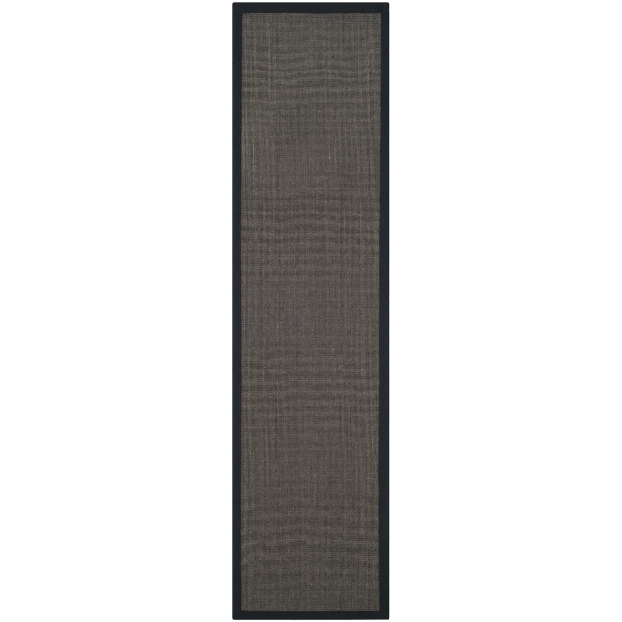 SAFAVIEH Natural Fiber Forrester Border Sisal Runner Rug, Charcoal, 2'6" x 16'