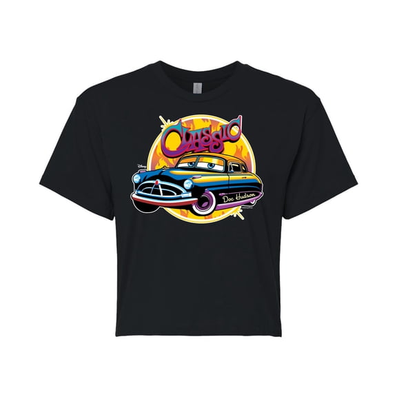 Disney Cars - Classic Doc Hudson Car Show Ready - Juniors Cropped Cotton Blend T-Shirt
