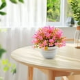 thumbnail image 5 of Aonity Simulation Potted Plant Fake Flower Pot Pink, Artificial Potted Plants Plastic Greenery in Pots Small Faux Topiary Shrubs for Centerpiece Desk Room House Decor Decoration, 5 of 5