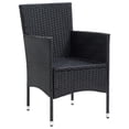 thumbnail image 3 of vidaXL 3 Piece Garden Dining Set with Cushions Poly Rattan Black, 3 of 5