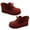Red, variant on Huanledash Women Winter Round Toe Thick Heel Low Cut Ankle Snow Boots Plush Warm Loafers
