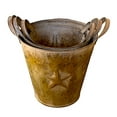 thumbnail image 4 of S/3 Metal Buckets Planters With Handles Lone Star Tarnished Gold Design Decorative Distressed Rustic Bathroom Garden Utility Organizer Indoor Outdoor, 4 of 5
