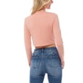 thumbnail image 6 of Made by Olivia Women's Solid Long Sleeve Mock Neck Solid Crop Top T Shirt, 6 of 6