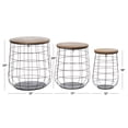thumbnail image 5 of DecMode 18", 20", 23"H Black Metal Caged Storage Basket with Wooden Lift Top Lids, 3-Pieces, 5 of 14