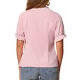 thumbnail image 3 of INSPIRAR CHIC Blusa de Mujer con Cuello Peter Pan en Contraste y Botones de Manga Corta Color Rosa Claro Talla S, 3 of 6