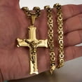 thumbnail image 2 of QQTDFG Fashion Women Men Cross Crucifix Jesus 6mm Stainless Steel Byzantine Necklace-Gold-24inch or 61cm, 2 of 4