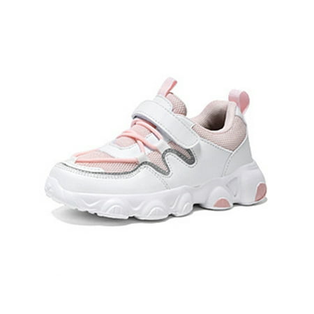 

Daeful Girls Running Shoe Anti-Slip Sneakers Mesh Athletic Shoes School Casual Lightweight Sport Trainers White Pink 4.5Y