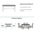 thumbnail image 4 of 6-Piece Dining Table Set, Rectangular Counter Height Dining Table with Upholstered Bench and 4 Dining Chairs, Farmhouse Style Wood Kitchen Table Set for Dining Room, Gray+White, 4 of 7