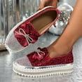 thumbnail image 6 of SACFOF Women's Platform Rhinestones Cute Bow Slip on Sneaker,Casual Fashion Platform Dress Shoe Loafers, 6 of 6