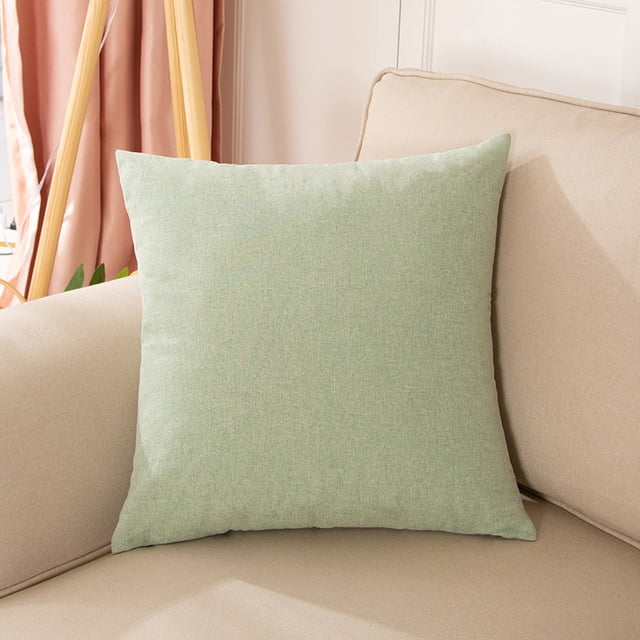 Xiao Hua 3 fundas de almohada de lino liso. Clásicas y atemporales, de color liso y diseño sencillo, ideales para cualquier cama. Medidas: 50 x 50 cm (verde guisante).