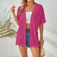 thumbnail image 4 of ZJXFGS Cardigan Sweaters for Women 2025 Summer Lightweight Short Sleeve Cardigans for Women Front Open Cover Ups Cardigans for Women Trendy Hot Pink XL, 4 of 8