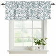 thumbnail image 2 of Teal Blue Green Valances for Windows, Decorative Rod Pocket Window Valance Curtains, Vintage Farmhouse Boho Flower Leaf Short Curtain Drapes for Kitchen/Bathroom/Living Room, 2 Panels, 42" W x 18" L, 2 of 8