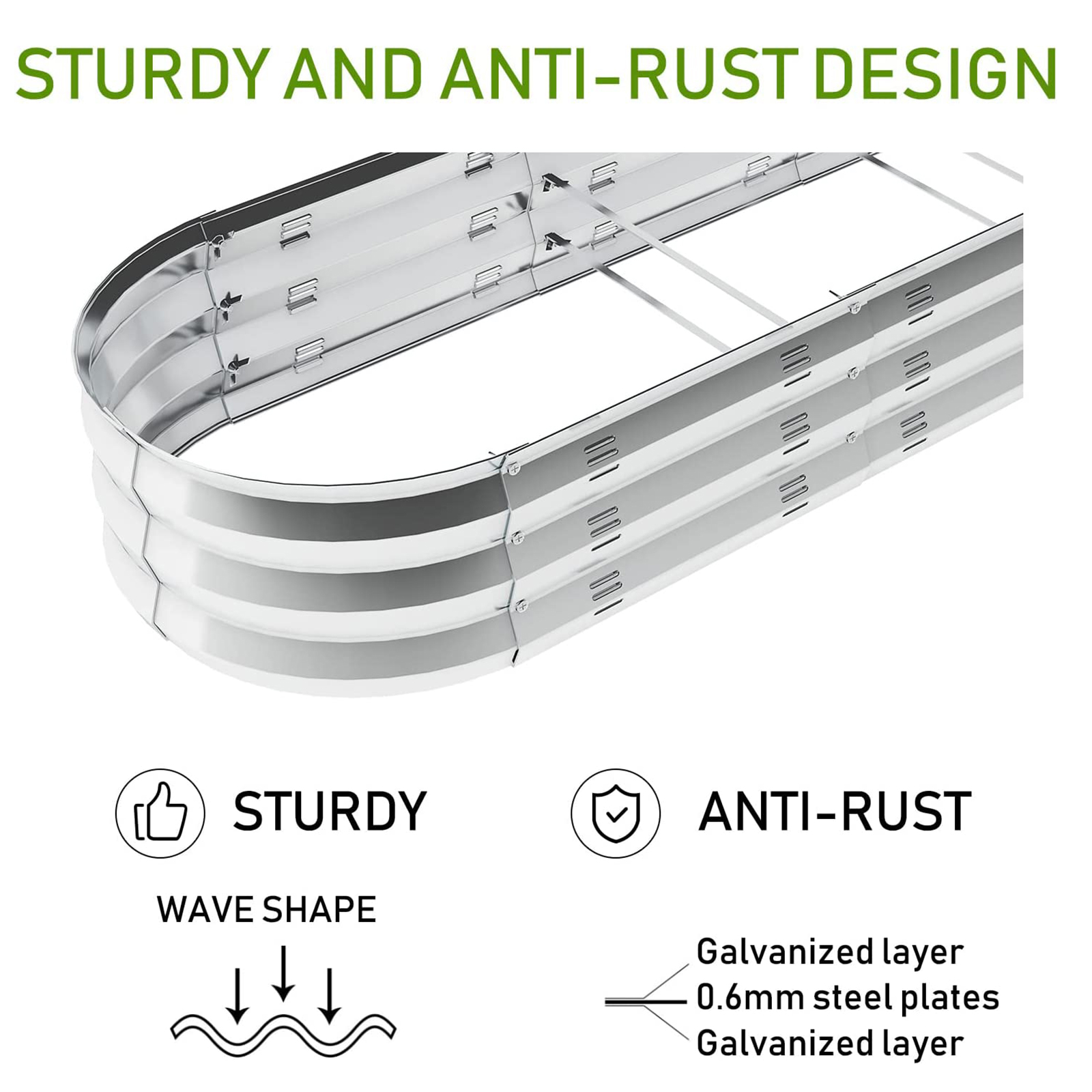 Nana Guard Galvanized Metal Raised Garden Bed, Silver photo 4