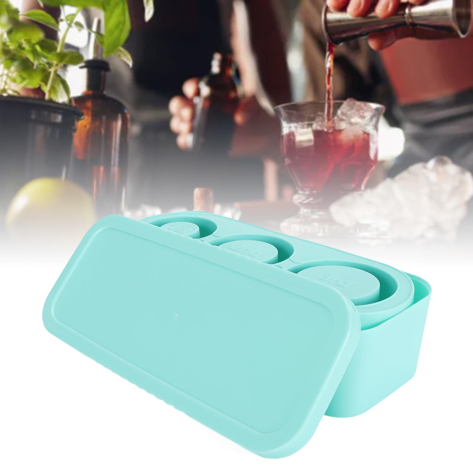 Suodoka Eco‑Friendly Silicone Ice Cube Tray – 3‑Size Cylindrical Cubes with Lid & Bin for Freezer, Coffee & Cocktail