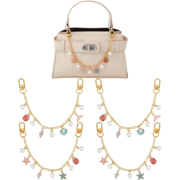 4 piezas de cadena extensora para bolso con diseño de estrella de mar y concha, con temática oceánica, para bolsos decorativos.
