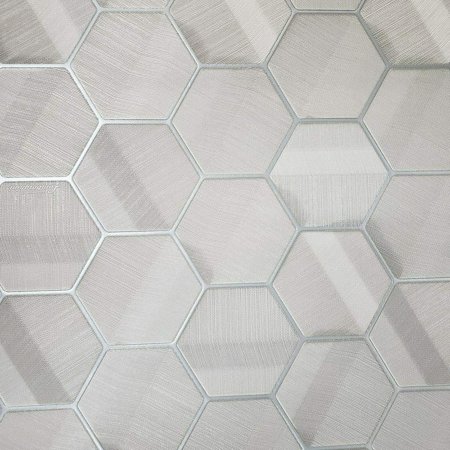 76 sq.ft Rolls Zambaiti Parati Textured Italian wallcoverings Modern Embossed Vinyl Non-Woven 3-d Optic Wallpaper Gray Silver Metallic Hexagon Lines Feature Geometric Textures Wall Covering 3D Z44809