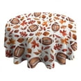 thumbnail image 4 of Fall Footballs and Autumn Leaves Pattern Round Tablecloth 60" X 60",Wrinkle Wipeable Table Cloth for Kitchen Dining Room Picnic Patio Party, 4 of 6