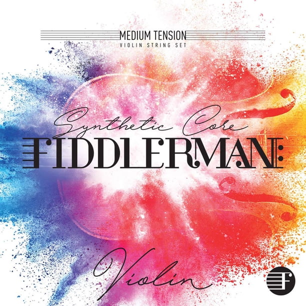 Juego de cuerdas para violín Fiddlerman con núcleo sintético y extremo esférico para tamaños 4/4 y 3/4