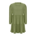 thumbnail image 6 of YUGYXL Spring Dress for Women Long Sleeve Fall Flowy Dresses Crew Neck Babydoll Casual Winter Dress with Pockets Clothes Green M, 6 of 8