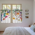 thumbnail image 3 of Spring Floral Kitchen Curtains 54 Inch Length, Yellow Pink Flowers Farmhouse Botanical Tiers Curtains for Bathroom Bedroom Cafe, Light Filtering Small Window Treatment Short Drapes 2 Panels 42"Wx54"L, 3 of 8