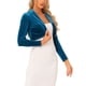 thumbnail image 4 of INSPIRE CHIC Cárdigan Corto de Terciopelo con Cuello de Solapa y Manga Larga Abierto para Mujeres XL Azul Pavo Real, 4 of 6