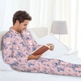 thumbnail image 6 of Naloa Butterfly Men’s Pajamas Set - Long Sleeve Button Down Sleep Shirt and Pajama Bottoms Sleepwear Set-Small, 6 of 7