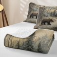 thumbnail image 4 of Manfei Vintage Farm Bear Quilt King, Woodland Cottage King Coverlet Set, Brown, Black Reversible, 3-Piece, 1 Bedspread and 2 Pillowcases, 4 of 7