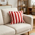 thumbnail image 5 of 2026 New 18x18 Inch Red and White Striped Throw Pillow with Scalloped Edges, Patriotic Decorative Cushion for 4th of July, Americana Style Accent Pillow for Sofa and Bed, 5 of 6