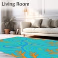 thumbnail image 2 of ODIKA 4'x6' Machine Washable Non-Slip Area Rug, Oceanic Voyage Tidal Wave Coral Reef Lagoon Sanctuary High Traffic Rug, Blue, 701869, 2 of 7