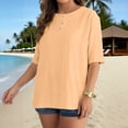 thumbnail image 2 of Lenago Womens T-shirt 1/2 Sleeve Crew Neck Summer Shirt Lightweight Breathable Solid Color Plus Size Tops Summer Holiday Casual Essentials Beach Fashion, 2 of 10