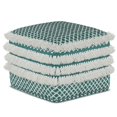 thumbnail image 1 of Simpli Home Leah Boho Square Woven Pouf in Turquoise and White, 1 of 5