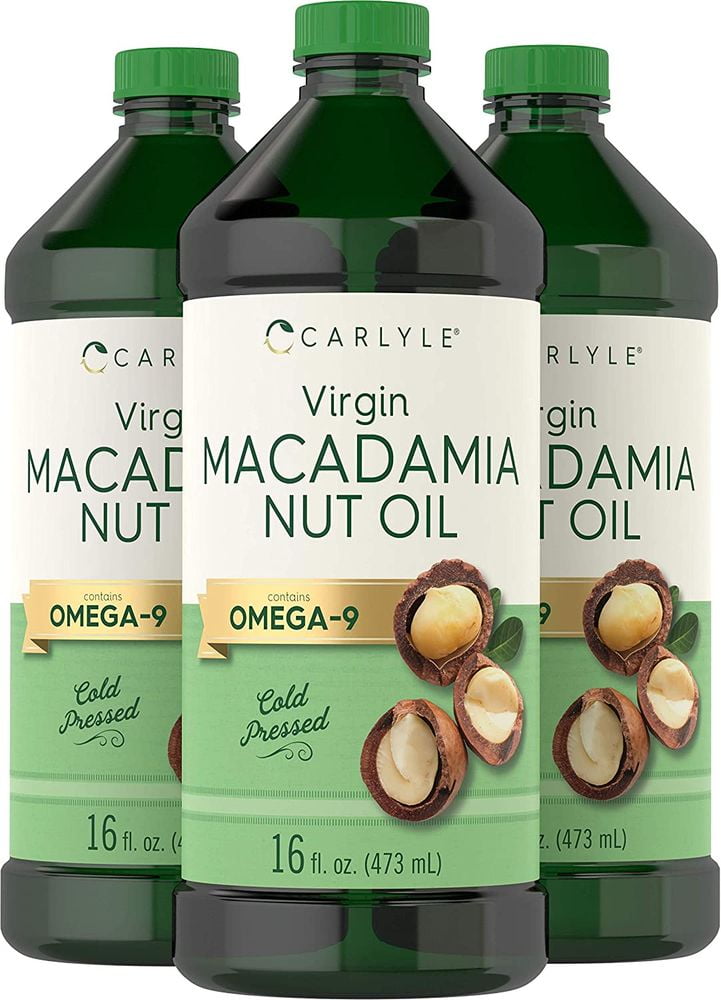 Macadamia Nut Oil | 3 x 16 oz Bottles | Premium Cold Pressed | 100% Pure Virgin | Food Grade | Vegetarian, Non-GMO, Gluten Free | Safe for Cooking, Great for Hair and Skin | by Carlyle