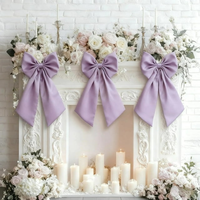 RKSTN Large Ribbon Bows for Christmas 3 PCS Christmas Bows 24X12 Inches Large Ribbon Bows for Christmas Tree Wreath Garland Mantle Staircase Curtain and Wall Decor Xmas Party Decorations