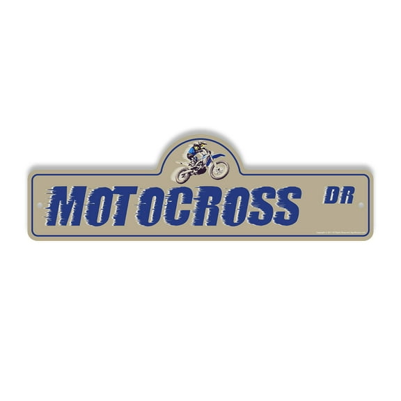 Motocross Plastic Street Sign - 7 Inch X 20 Inch Gift Sports Racing Dirt Bike Stunts Extreme Outdoor Trail Adventure Fun Challenge