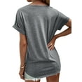 thumbnail image 3 of ZXSXSY Womens Graphic Dandelion Print V Neck Short Sleeve T-Shirt, 3 of 3