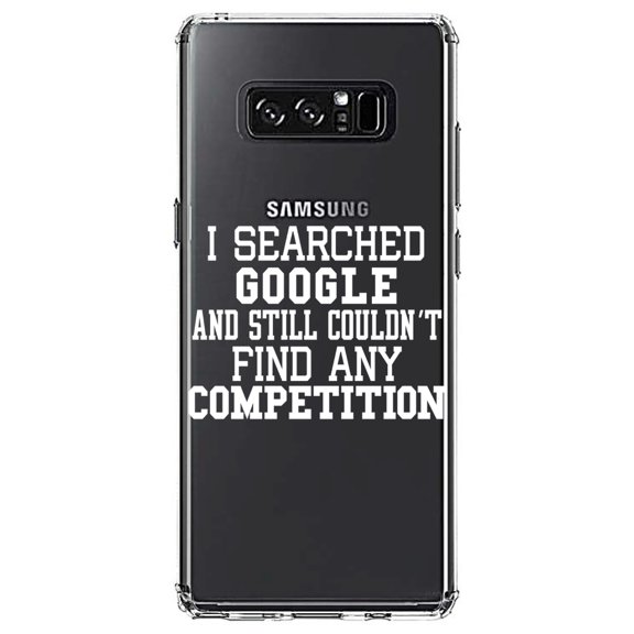 DistinctInk Clear Shockproof Hybrid Case for Samsung Galaxy Note 8 - TPU Bumper Acrylic Back Tempered Glass Screen Protector - I Searched and Couldn't Find Competition